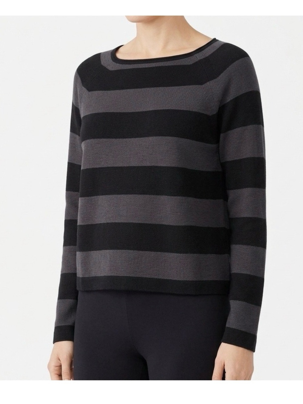 Eileen Fisher cotton silk boxy cropped Crewneck Sweater S/P